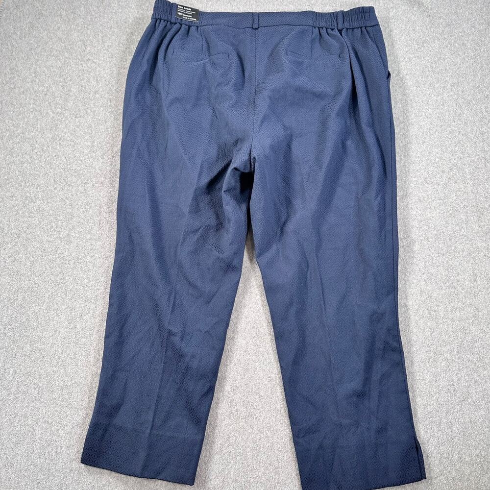 Zac & Rachel Navy Blue Textured Slim Ankle Pants Women's 18W New Straight Leg - Picture 10 of 12